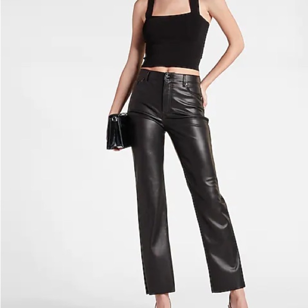 Express High-Waisted Faux Snakeskin Leather Straight Pants